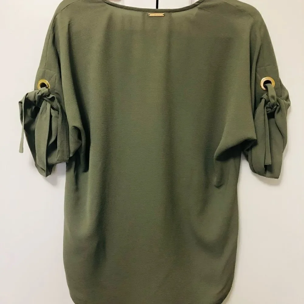 ‎Michael Kors Drape-front Tie Sleeve Blouse